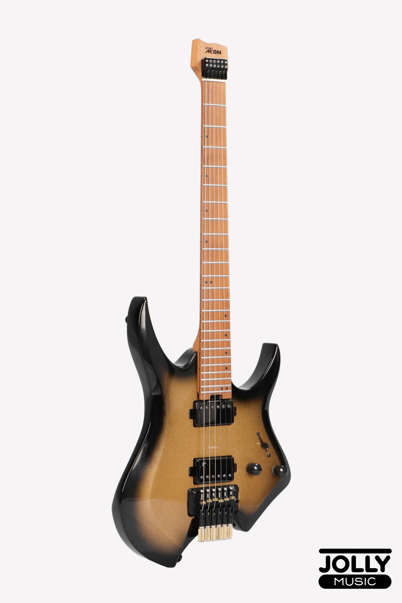 JCraft Aeon Headless Electric Guitar Locking Tremolo Stainless HTR-3 - Gold Burst Fade