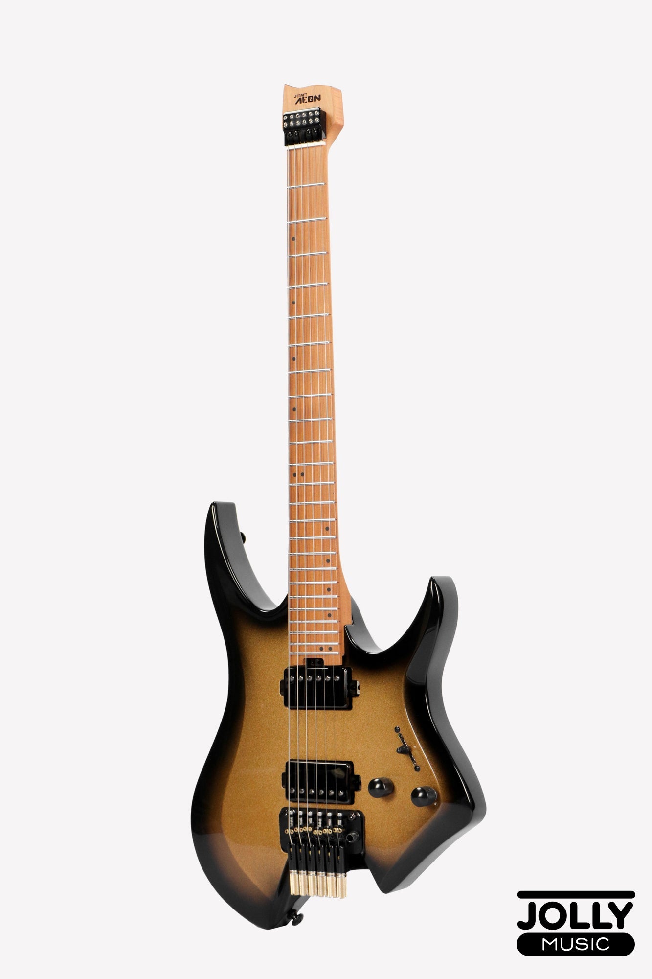 JCraft Aeon Headless Electric Guitar Locking Tremolo Stainless HTR-3 - Gold Burst Fade