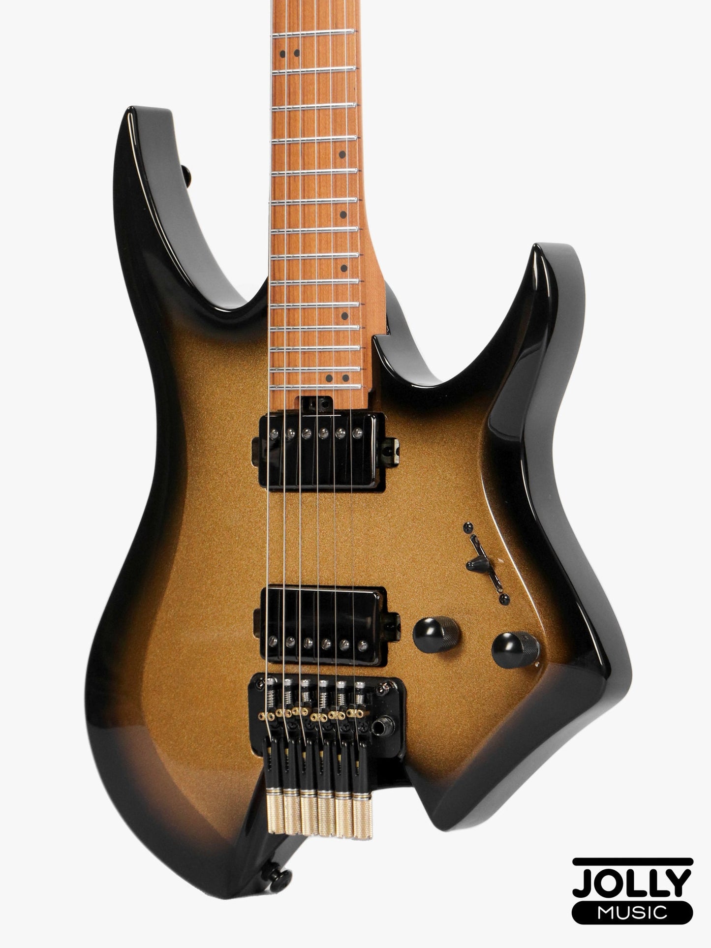 JCraft Aeon Headless Electric Guitar Locking Tremolo Stainless HTR-3 - Gold Burst Fade