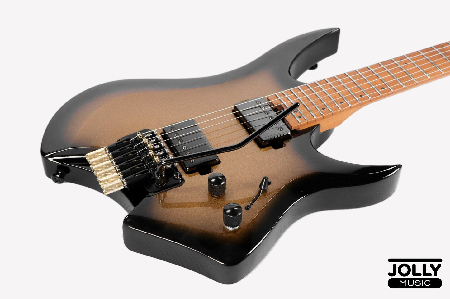 JCraft Aeon Headless Electric Guitar Locking Tremolo Stainless HTR-3 - Gold Burst Fade