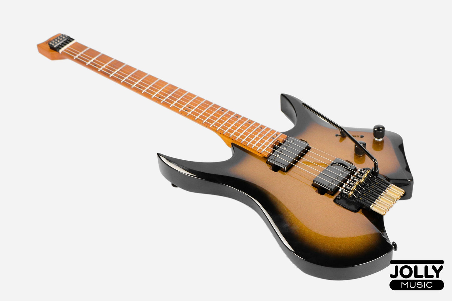 JCraft Aeon Headless Electric Guitar Locking Tremolo Stainless HTR-3 - Gold Burst Fade