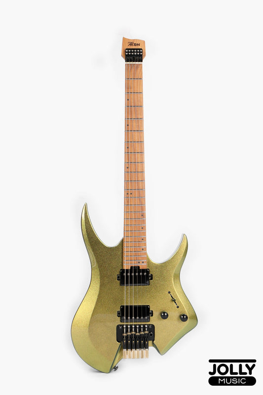 JCraft Aeon Headless Electric Guitar Locking Tremolo Stainless HTR-3 - Green Chameleon