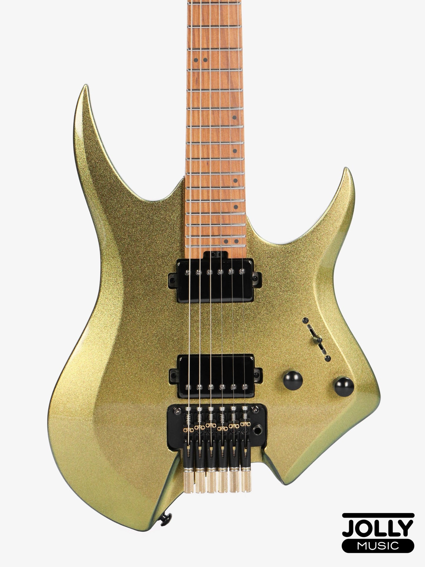 JCraft Aeon Headless Electric Guitar Locking Tremolo Stainless HTR-3 - Green Chameleon