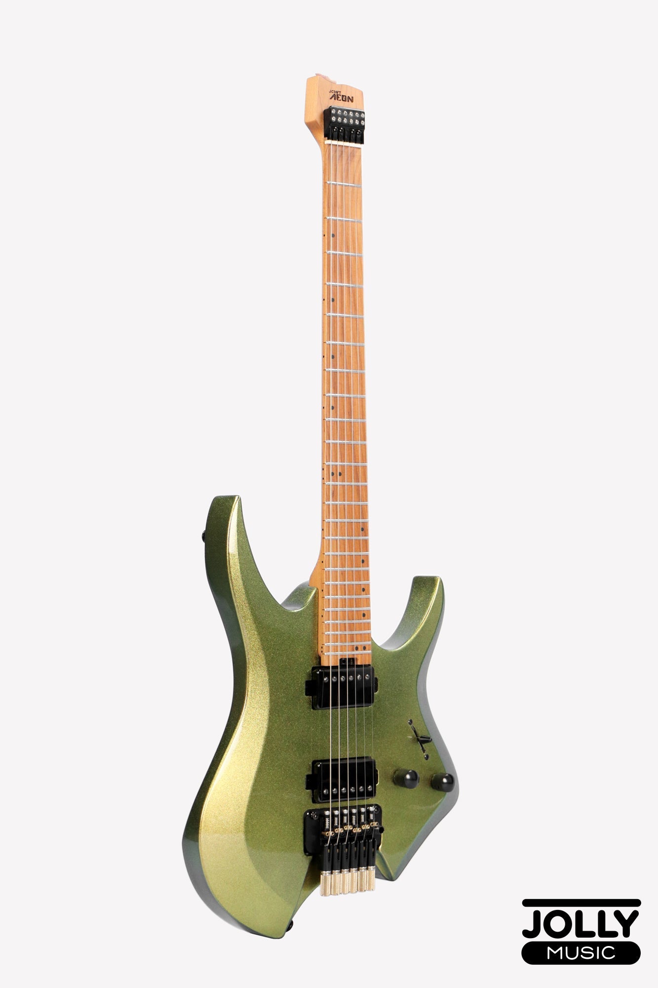 JCraft Aeon Headless Electric Guitar Locking Tremolo Stainless HTR-3 - Green Chameleon