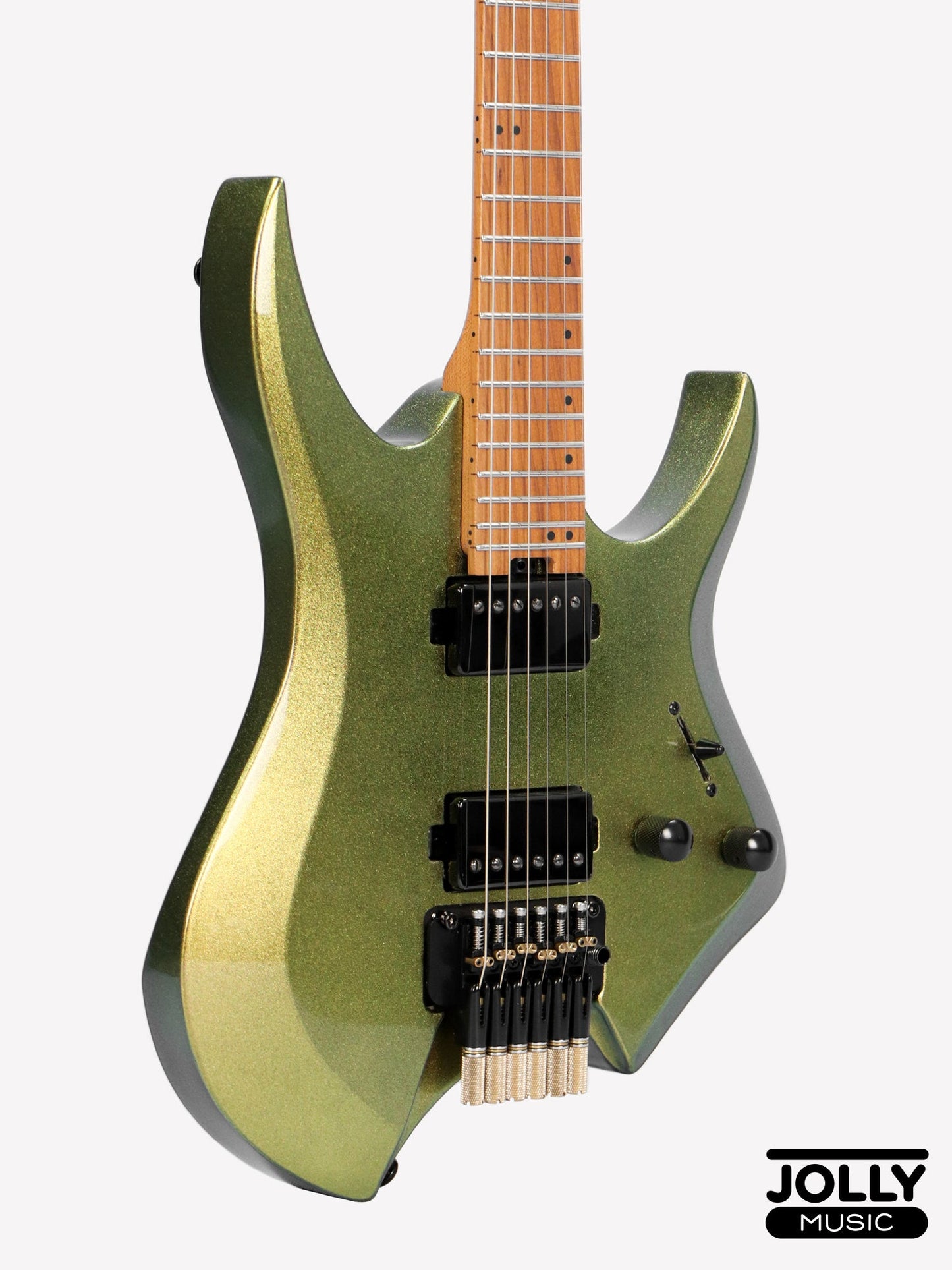 JCraft Aeon Headless Electric Guitar Locking Tremolo Stainless HTR-3 - Green Chameleon