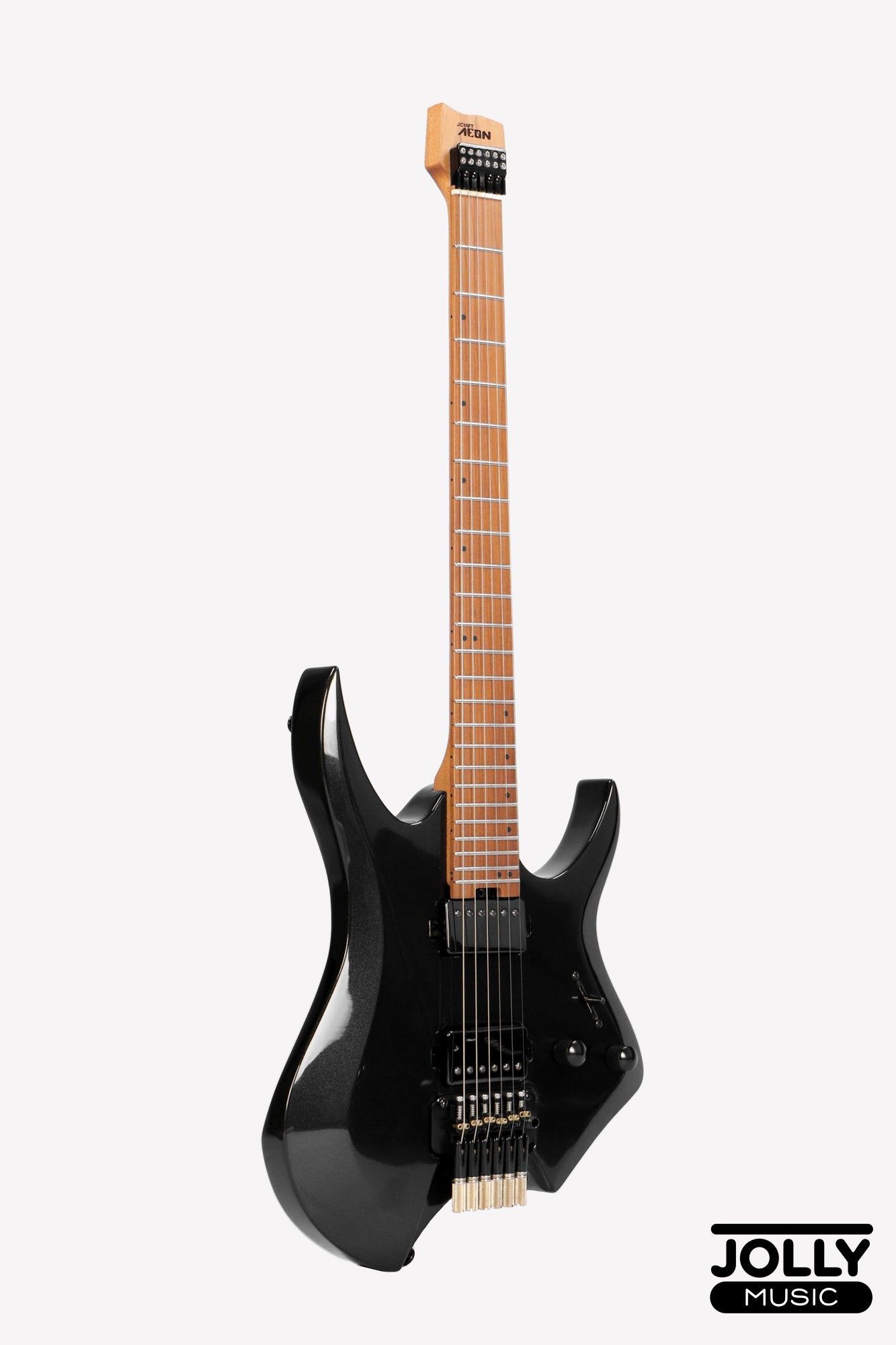 JCraft Aeon Headless Electric Guitar Locking Tremolo Stainless HTR-3 - Metallic Black