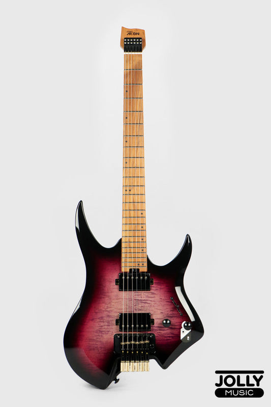 Jcraft Aeon Flame Top Headless Electric Guitar Locking Tremolo Stainless HTR-3 - Quilt Midnight (Veneer)