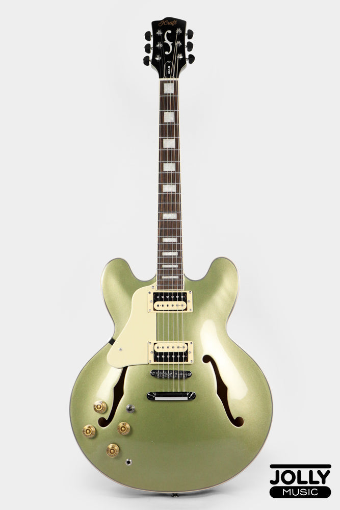 JCraft AR-3 JM Semi-Hollow Electric Guitar - Green LEFT HAND