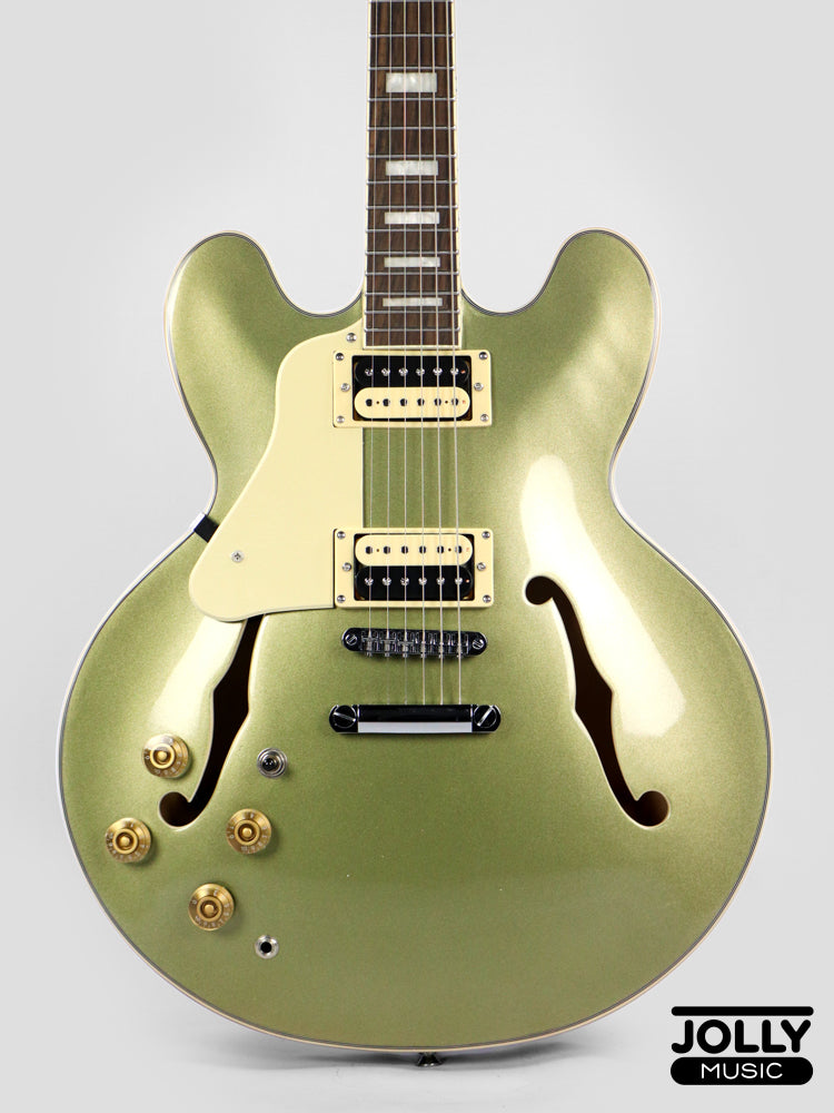 JCraft AR-3 JM Semi-Hollow Electric Guitar - Green LEFT HAND