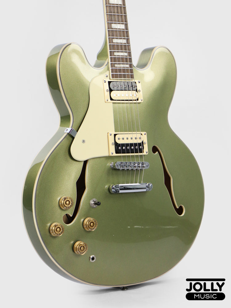 JCraft AR-3 JM Semi-Hollow Electric Guitar - Green LEFT HAND
