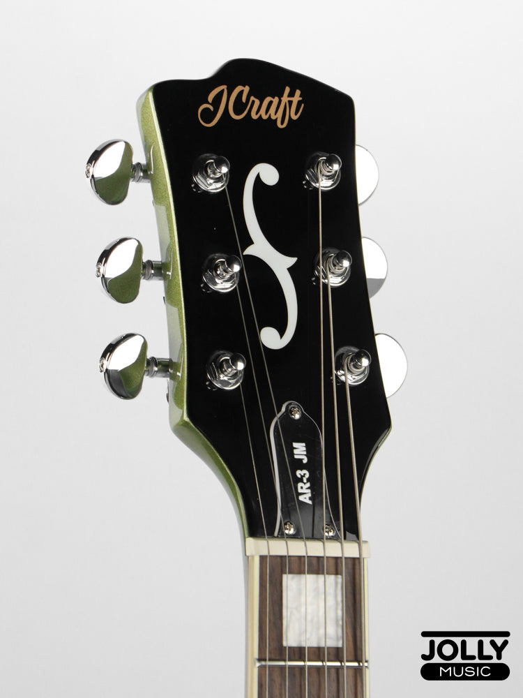 JCraft AR-3 JM Semi-Hollow Electric Guitar - Green LEFT HAND