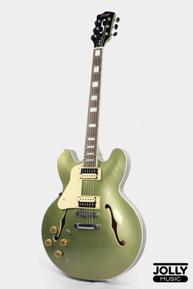 JCraft AR-3 JM Semi-Hollow Electric Guitar - Green LEFT HAND