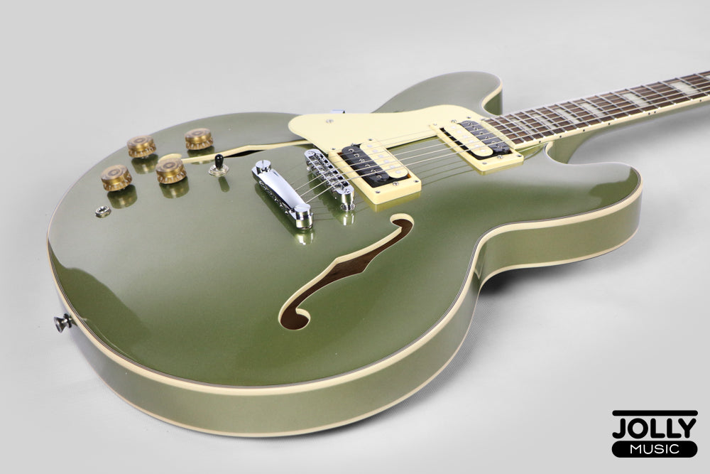 JCraft AR-3 JM Semi-Hollow Electric Guitar - Green LEFT HAND
