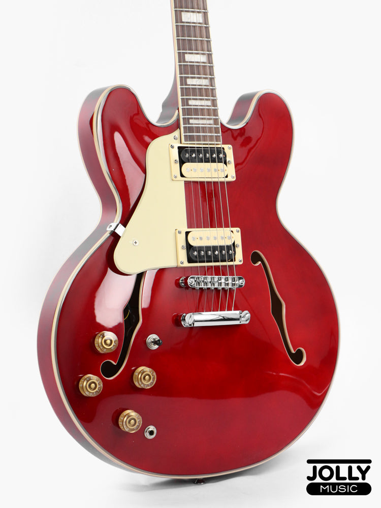 JCraft AR-3 JM Semi-Hollow Electric Guitar - Cherry LEFT HAND