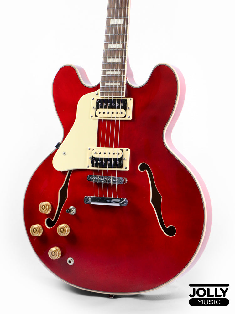 JCraft AR-3 JM Semi-Hollow Electric Guitar - Cherry LEFT HAND