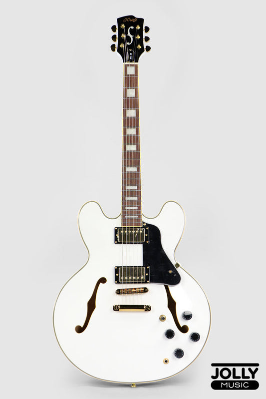 JCraft AR-3 JM Semi-Hollow Electric Guitar - White