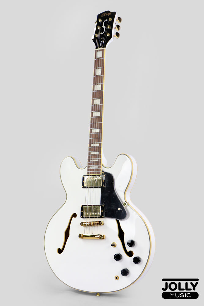 JCraft AR-3 JM Semi-Hollow Electric Guitar - White