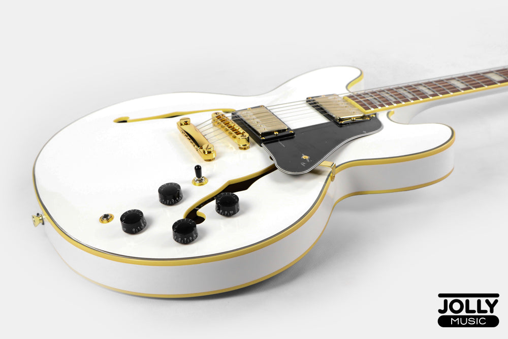 JCraft AR-3 JM Semi-Hollow Electric Guitar - White