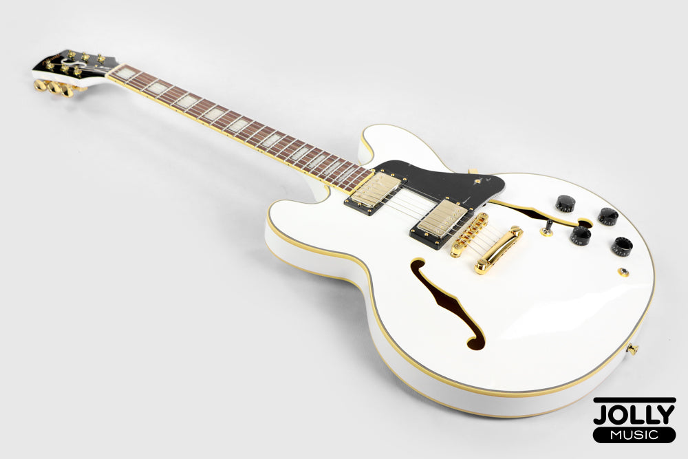 JCraft AR-3 JM Semi-Hollow Electric Guitar - White