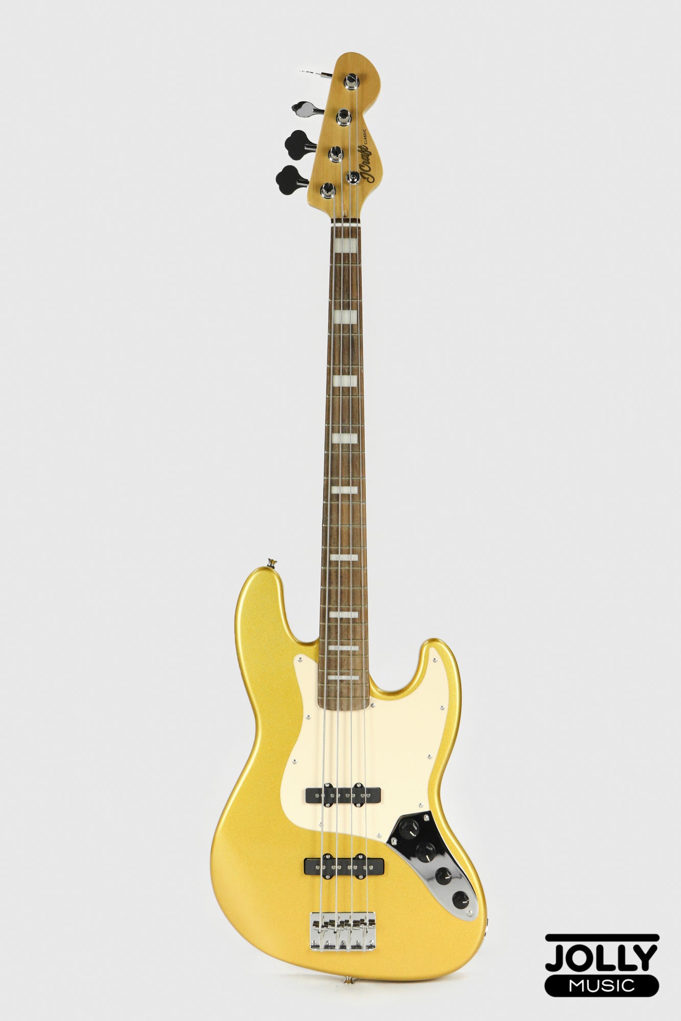 J-Craft JB-2A J-Offset 4-String Bass Guitar - Metallic Gold