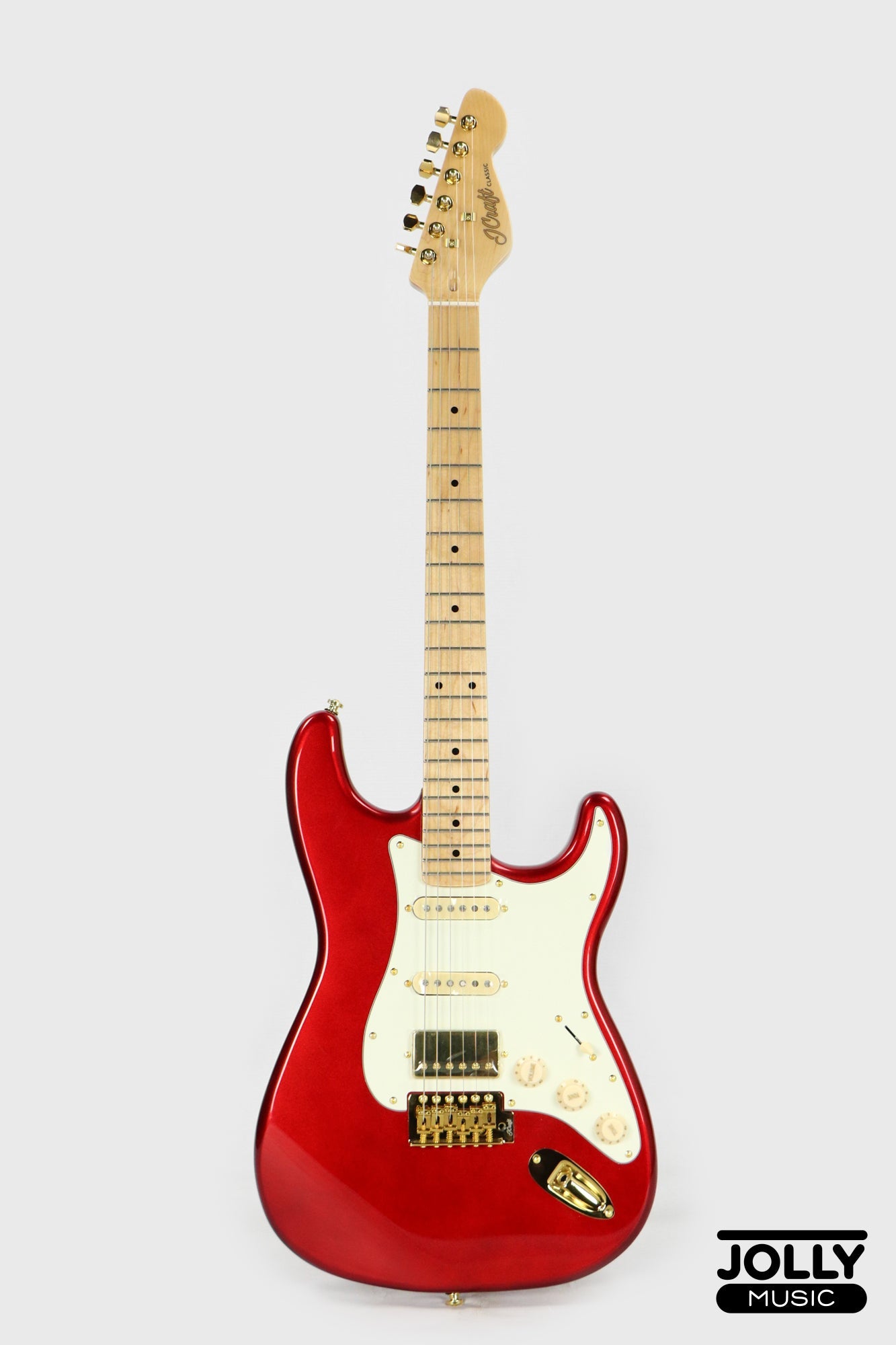 JCraft S-2HC HSS Stratocaster Stainless Frets Electric Guitar - Rosewood / Gloss Metallic Red