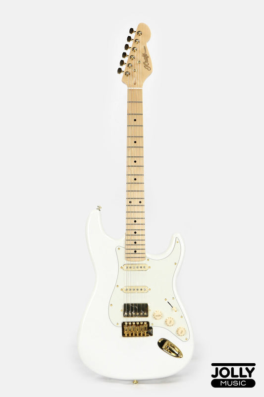 JCraft S-2HC HSS Stratocaster Stainless Frets Electric Guitar Maple / Gold HW - Pearl White