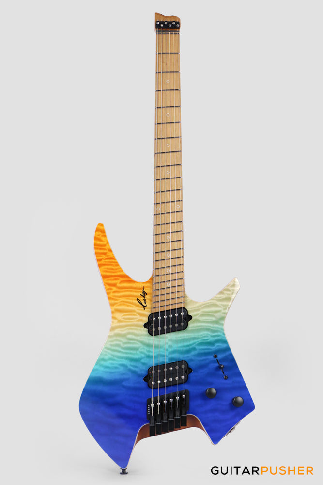 Leeky X-Series X26 Headless Electric Guitar Roasted Basswood Body Wenge Top Roasted Maple Neck - Ocean Fade