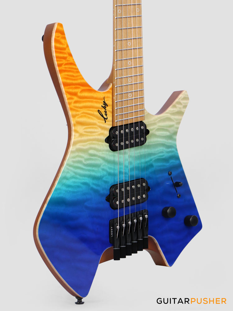 Leeky X-Series X26 Headless Electric Guitar Roasted Basswood Body Wenge Top Roasted Maple Neck - Ocean Fade