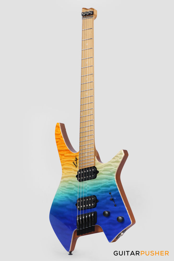 Leeky X-Series X26 Headless Electric Guitar Roasted Basswood Body Wenge Top Roasted Maple Neck - Ocean Fade