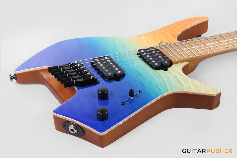Leeky X-Series X26 Headless Electric Guitar Roasted Basswood Body Wenge Top Roasted Maple Neck - Ocean Fade