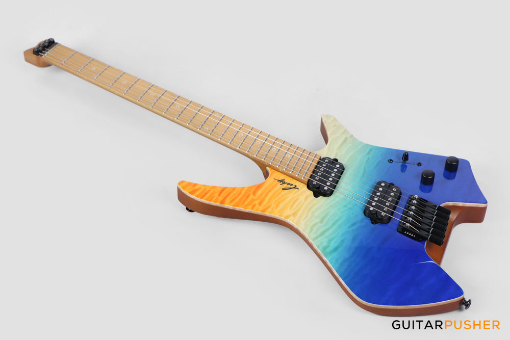 Leeky X-Series X26 Headless Electric Guitar Roasted Basswood Body Wenge Top Roasted Maple Neck - Ocean Fade