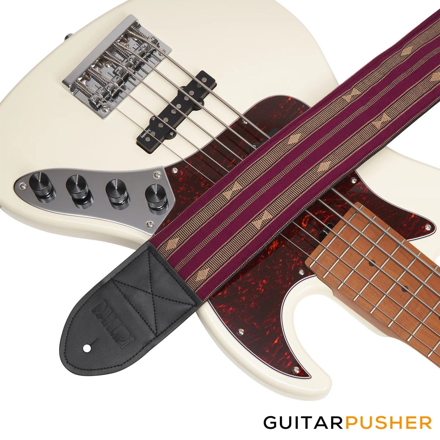 Panlipi Sagada Loom Weave Audrey BASSSAG08 3" Bass Guitar Strap - Burgundy