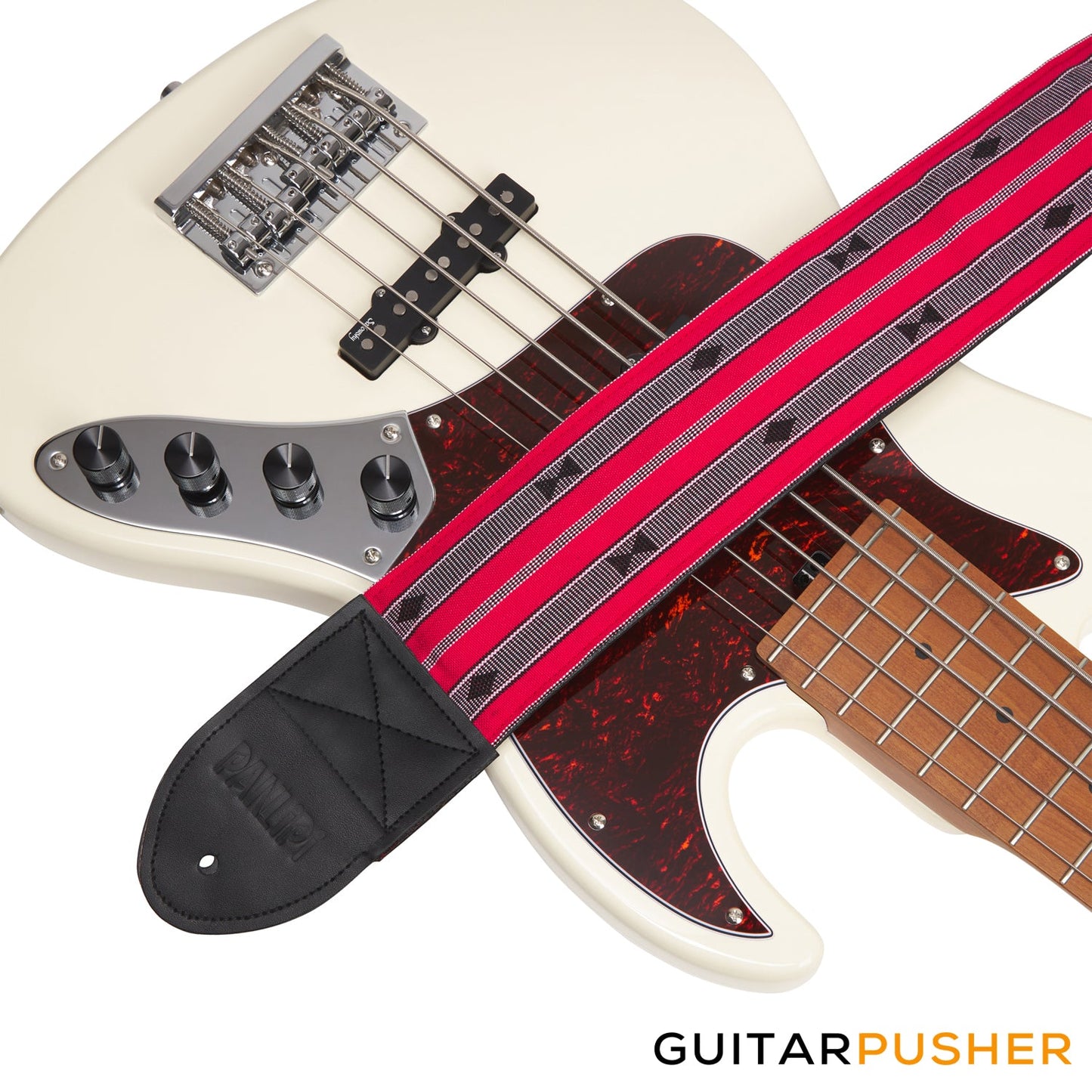 Panlipi Sagada Loom Weave Audrey BASSSAG12 3" Bass Guitar Strap - Red