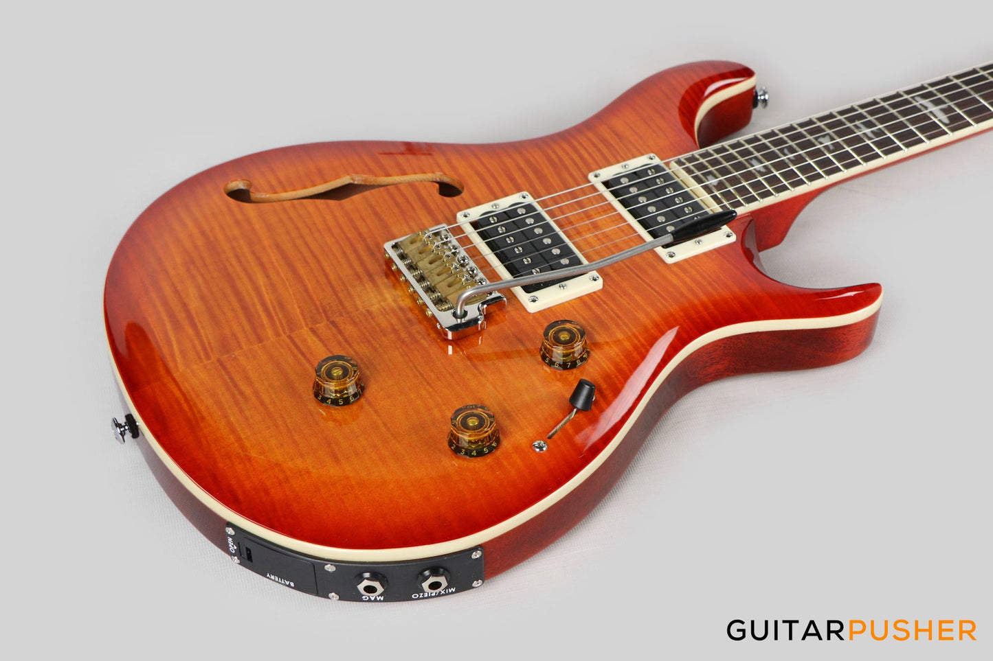 PRS Guitars SE Custom 24 Semi-Hollow Piezo Electric Guitar (Vintage Sunburst)