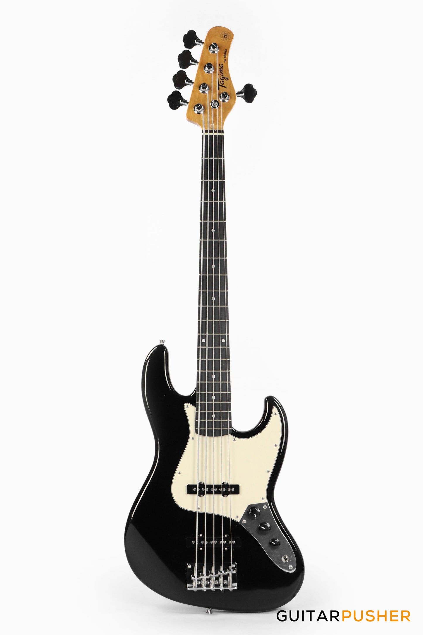 Tagima TW-73 '73 5-String Jazz Bass Black (Rosewood Fingerboard / Alpine White Pickguard)