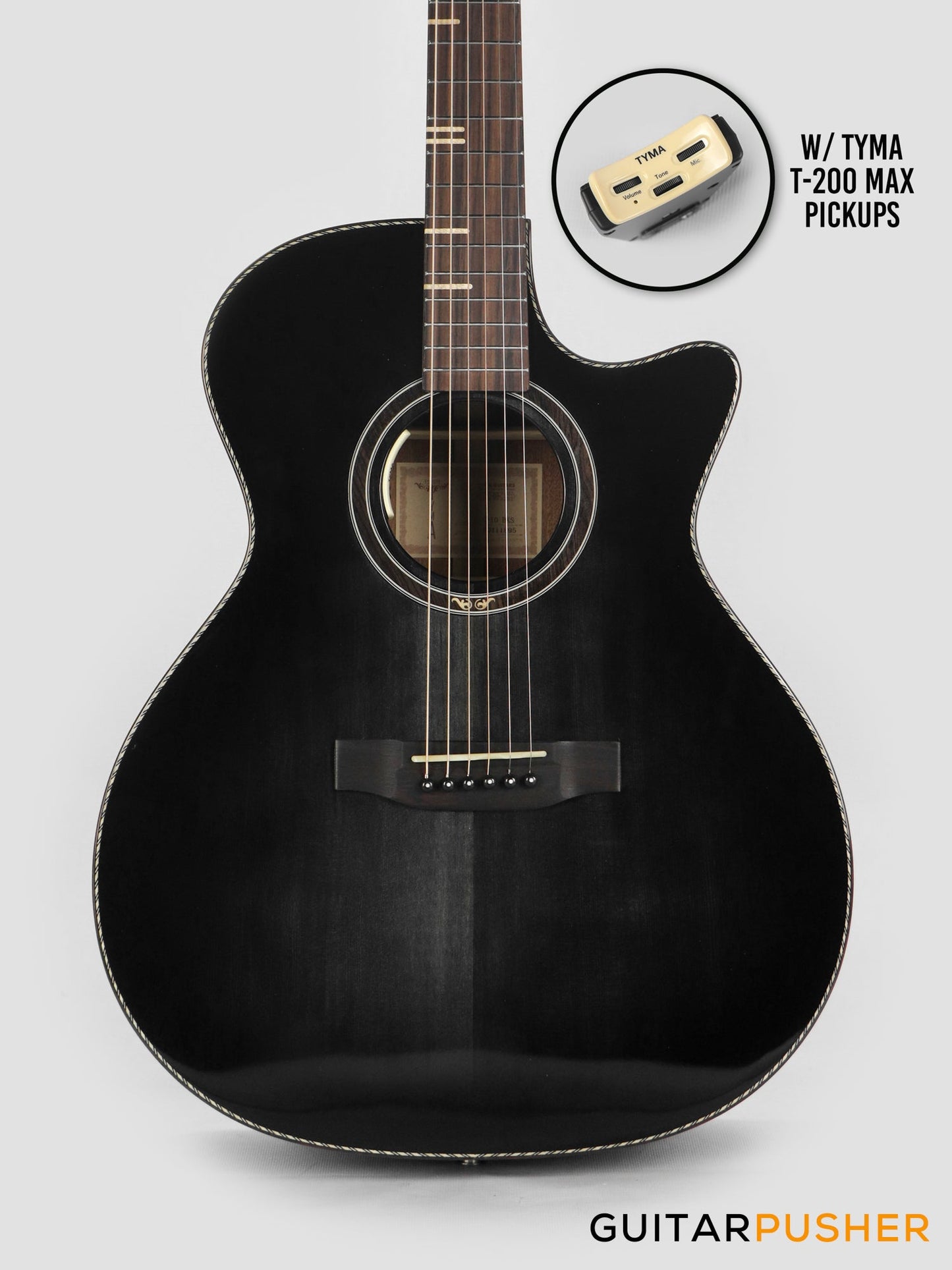 Tyma G-10 BKSE Solid Sitka Spruce Top Mahogany Auditorium Acoustic-Electric Guitar with T-200 MAX preamp