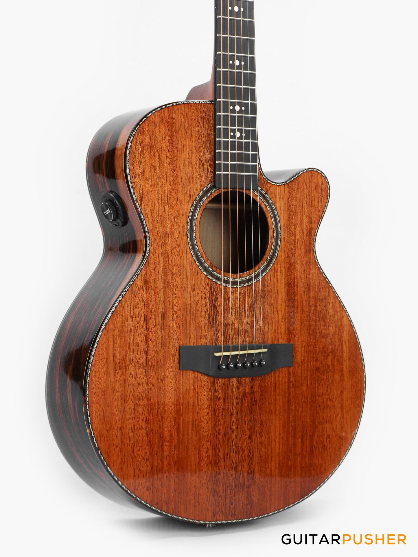 Tyma A1 Custom-ZL Solid Mahogany Top Striped Ebony OM Acoustic-Electric Guitar with OS1 Pickup