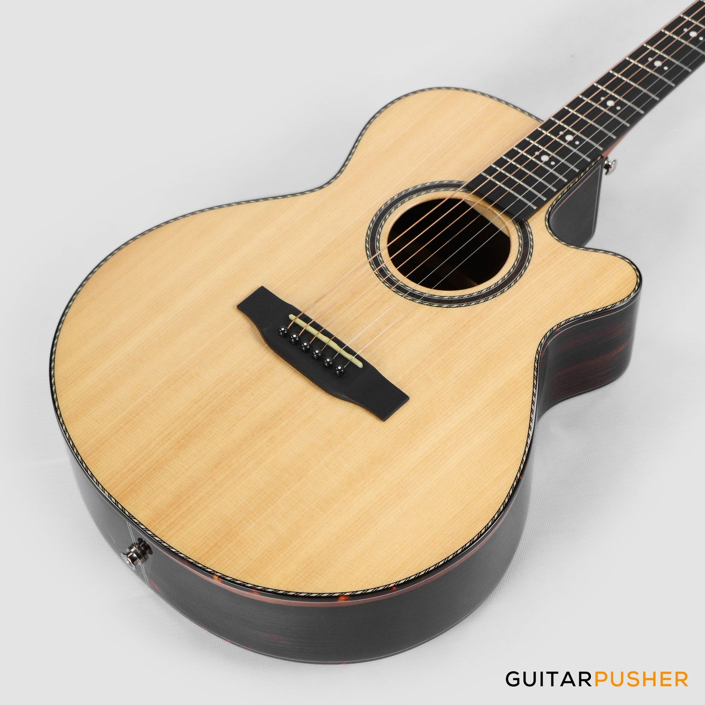 Tyma A2 Custom-ZL Solid Spruce Top Striped Ebony OM Acoustic-Electric Guitar with OS1 Pickup