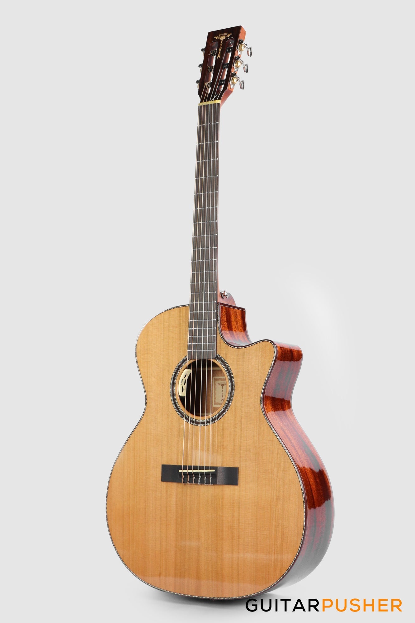 Tyma G-15E Solid Sitka Spruce Top Mahogany Auditorium Nylon String Acoustic-Electric Guitar with T-200 MAX preamp