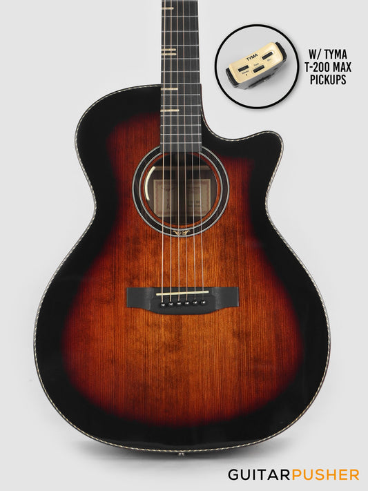 Tyma G-20 BRSE Solid Sitka Spruce Top Mahogany Auditorium Acoustic-Electric Guitar with T-200 MAX preamp