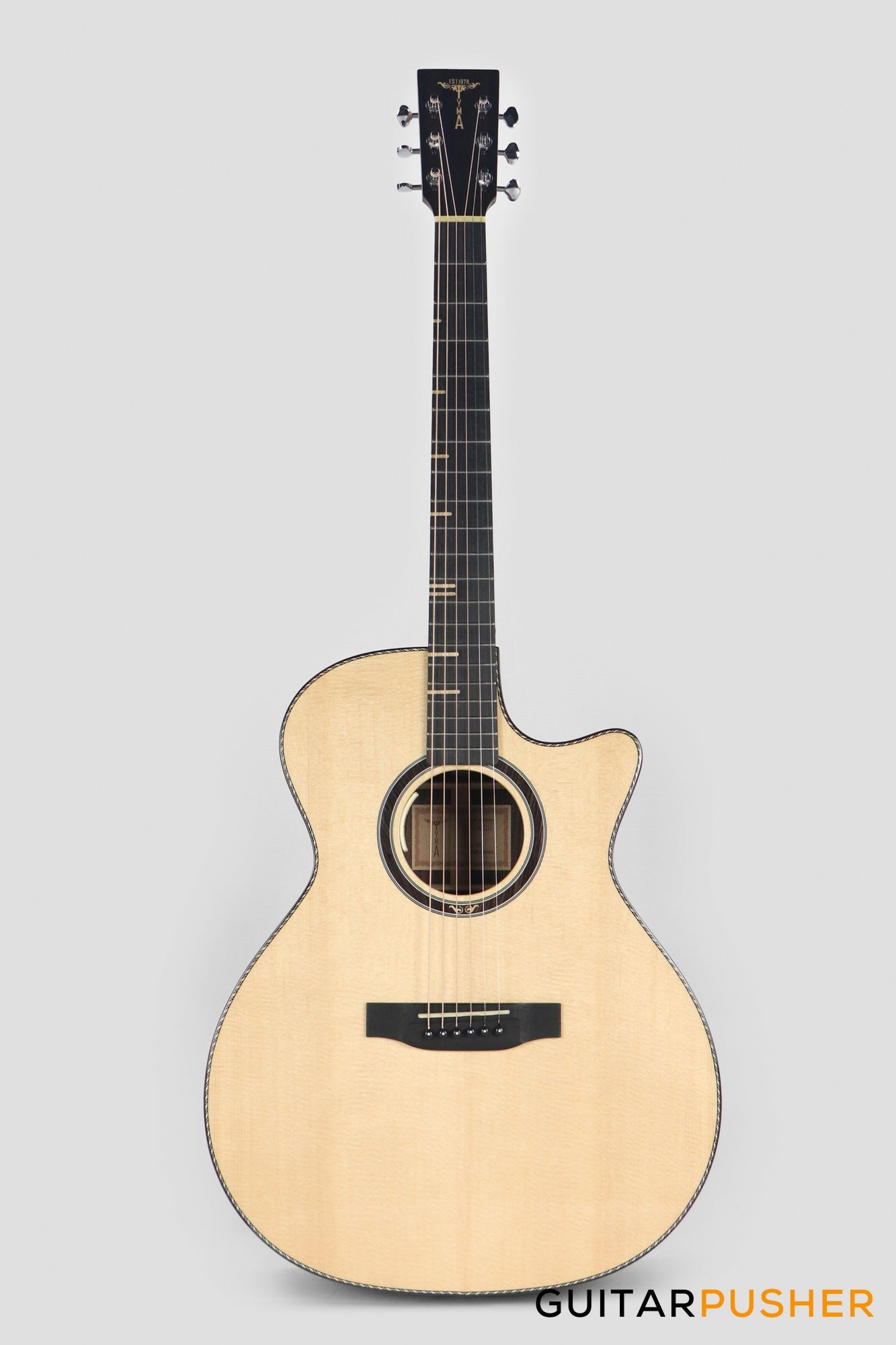 Tyma TG-15E Solid Sitka Spruce Top Grand Auditorium Acoustic-Electric Guitar with T-200 MAX preamp and Hard Case