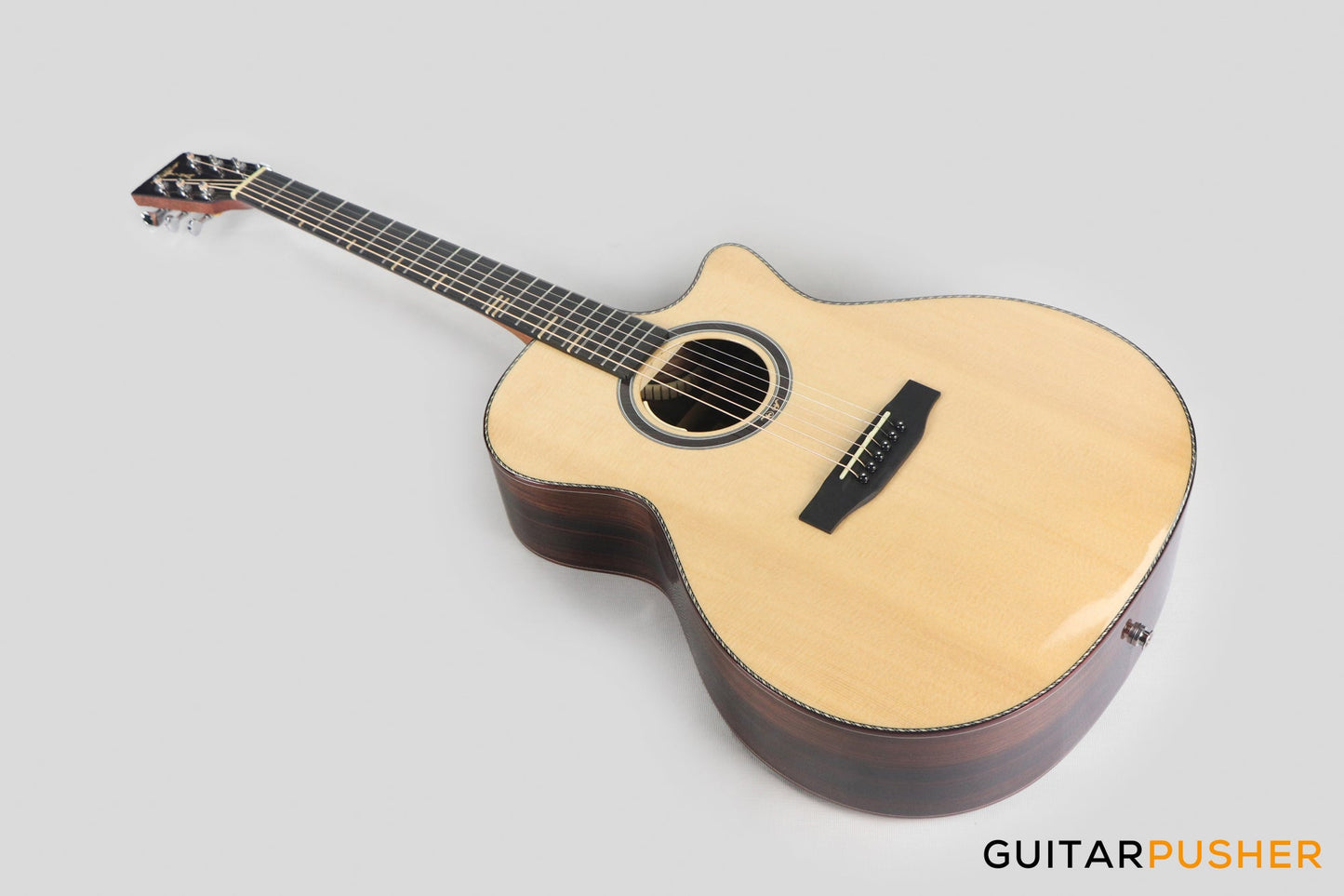 Tyma TG-15E Solid Sitka Spruce Top Grand Auditorium Acoustic-Electric Guitar with T-200 MAX preamp and Hard Case