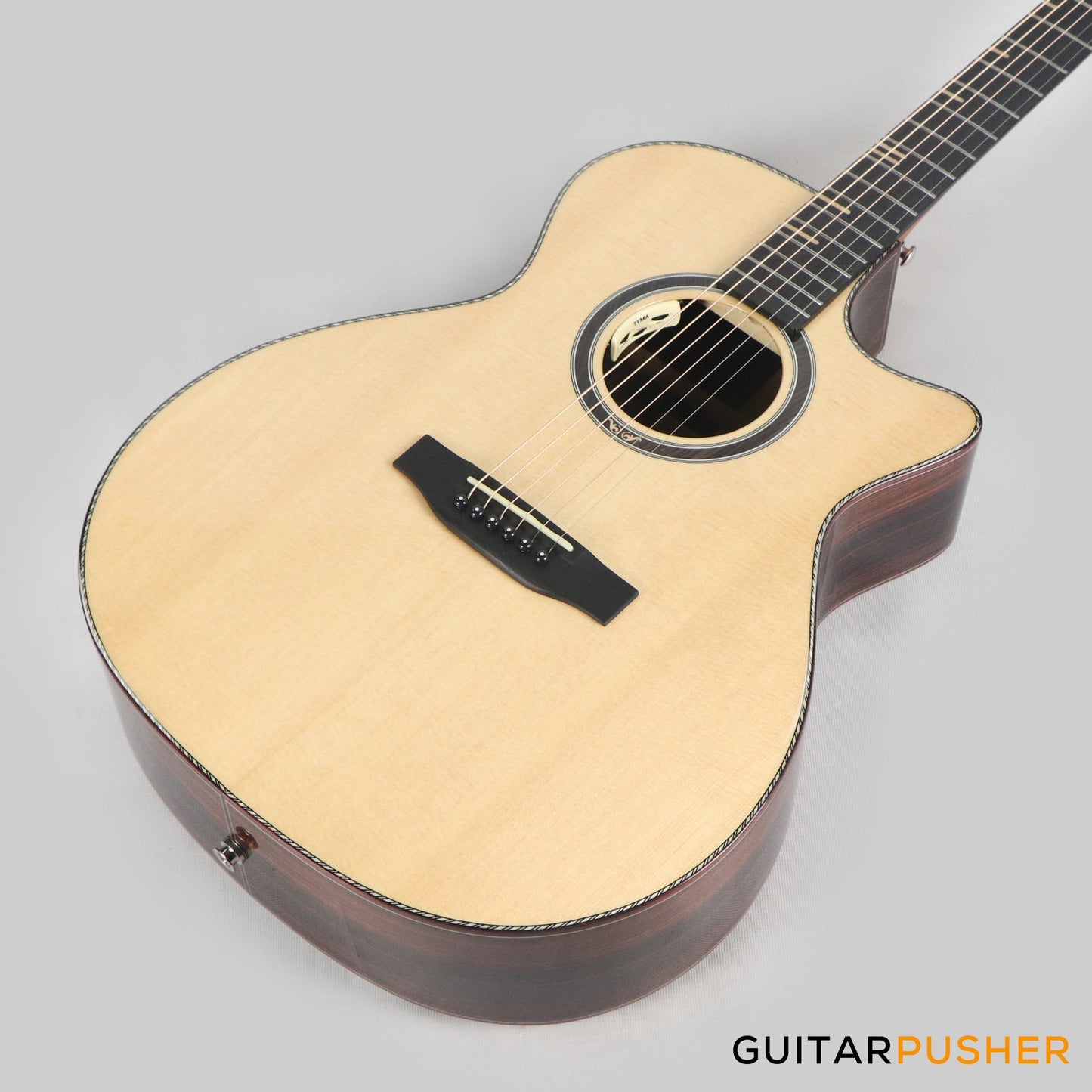 Tyma TG-15E Solid Sitka Spruce Top Grand Auditorium Acoustic-Electric Guitar with T-200 MAX preamp and Hard Case