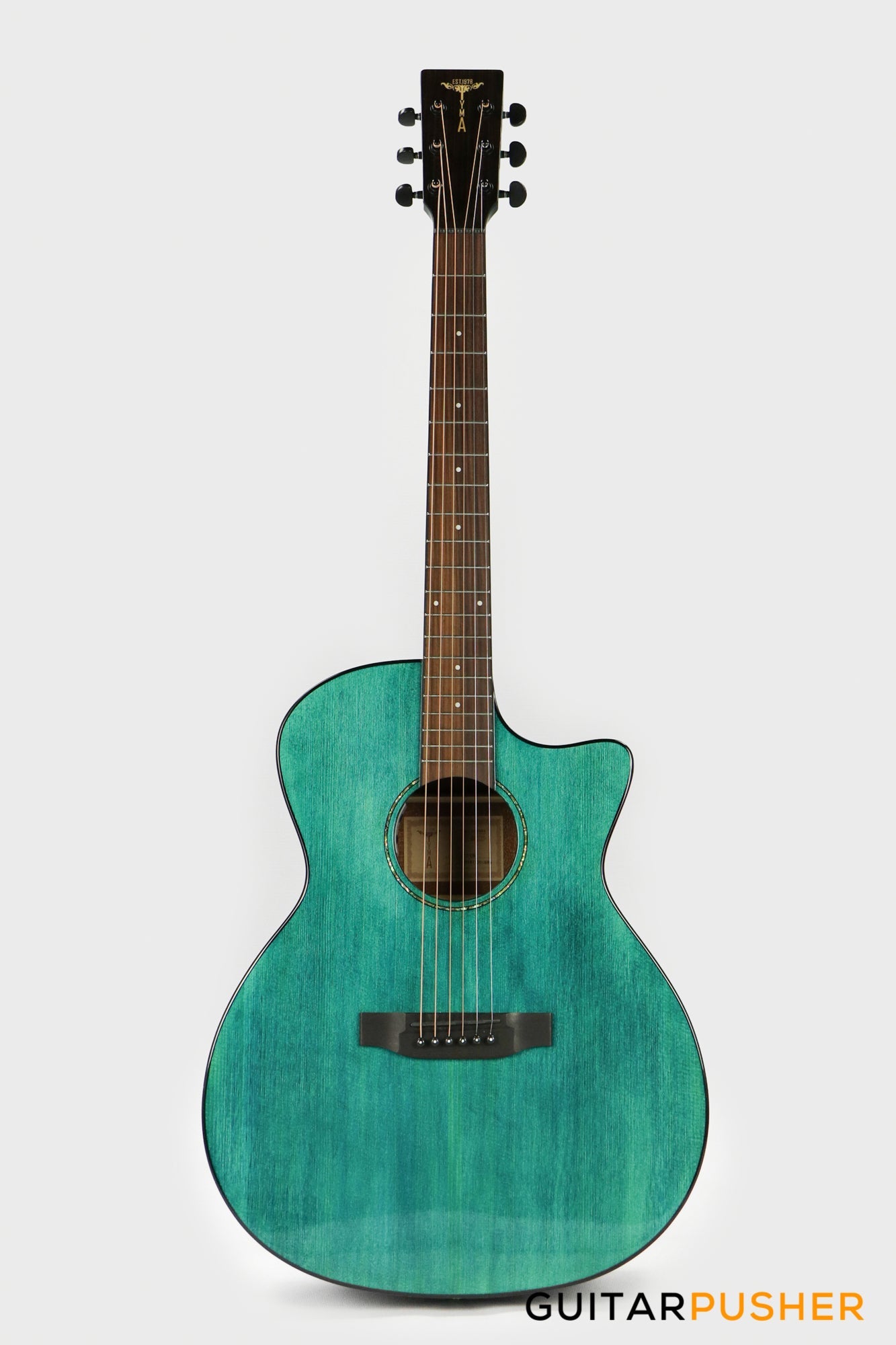 Tyma G-3 CBE Solid Sitka Spruce Top Mahogany Auditorium Acoustic-Electric Guitar with T-200 MAX preamp (Ice Blue)