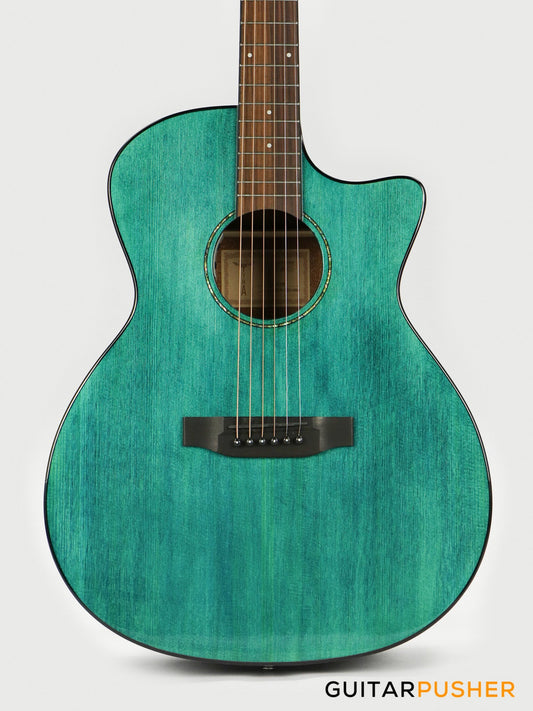 Tyma G-3 CBE Solid Sitka Spruce Top Mahogany Auditorium Acoustic-Electric Guitar with T-200 MAX preamp (Ice Blue)