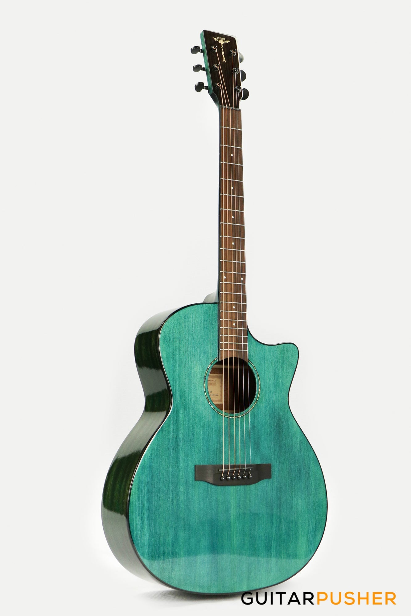 Tyma G-3 CBE Solid Sitka Spruce Top Mahogany Auditorium Acoustic-Electric Guitar with T-200 MAX preamp (Ice Blue)