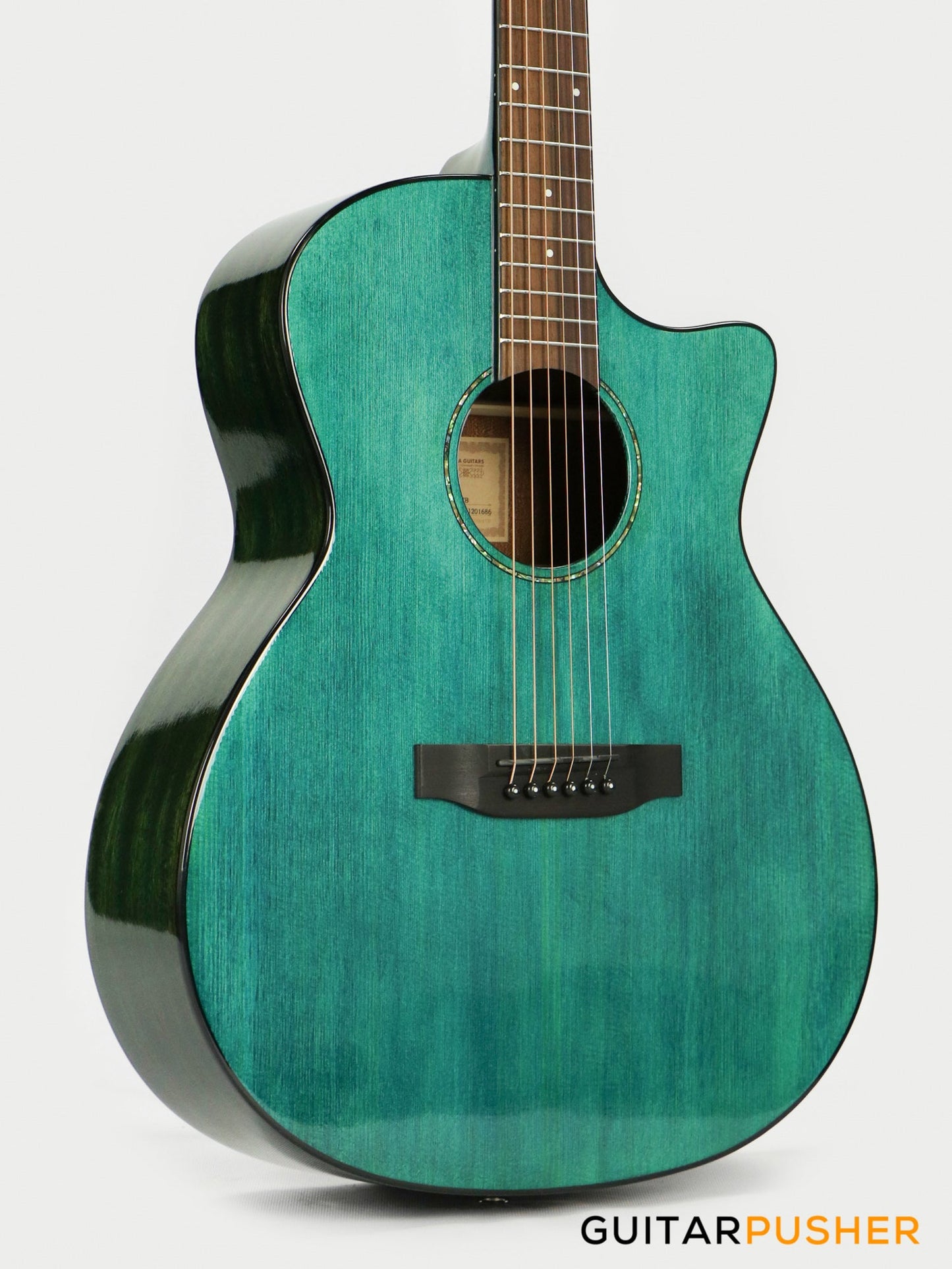Tyma G-3 CBE Solid Sitka Spruce Top Mahogany Auditorium Acoustic-Electric Guitar with T-200 MAX preamp (Ice Blue)