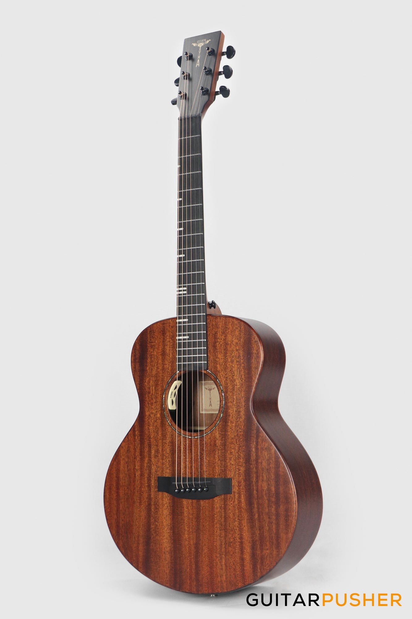 Tyma HM-350ME Solid Mahogany Top Mahogany Mini Jumbo Acoustic-Electric Guitar with T-200 MAX preamp