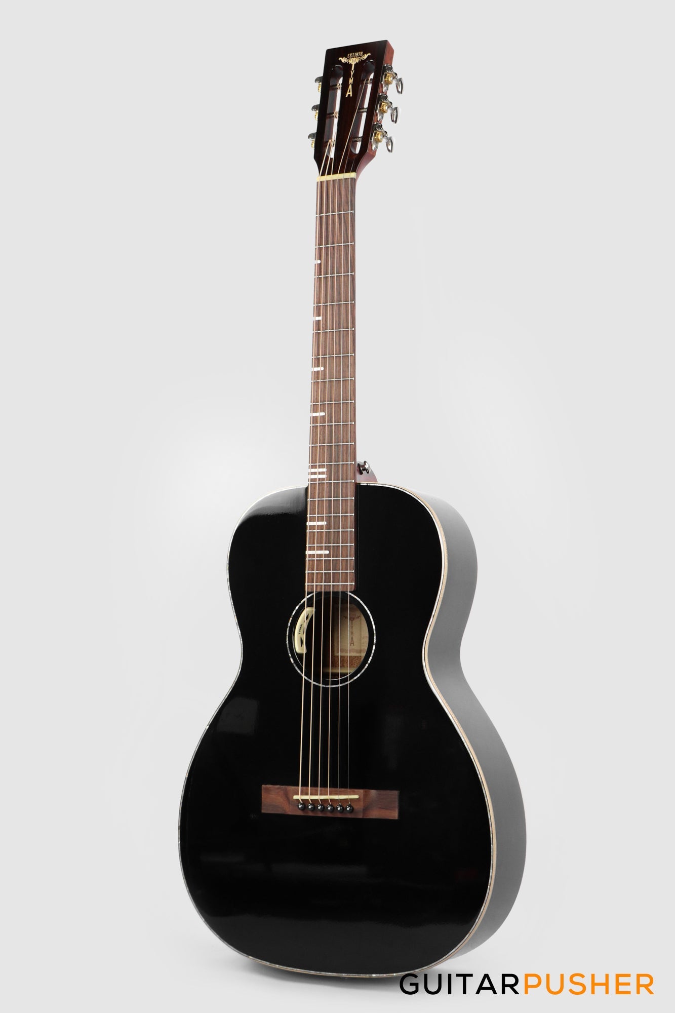 Tyma P-18E BK Solid Top 00 Parlor Acoustic-Electric Guitar with T-200 MAX preamp