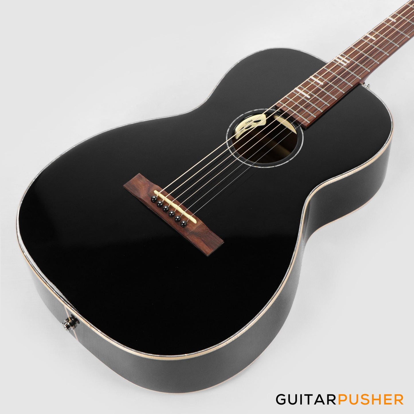 Tyma P-18E BK Solid Top 00 Parlor Acoustic-Electric Guitar with T-200 MAX preamp